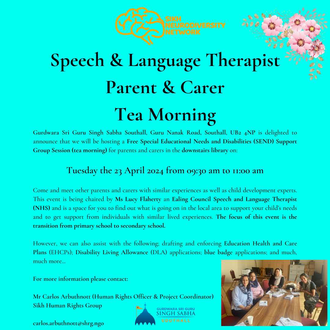 Speech & Language Therapist Parent & carer Tea Morning